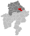 Situation de la commune au sein de l'arrondissement et de la province de Namur