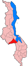 Localisation du district de Dedza (en rouge) à l'intérieur du Malawi