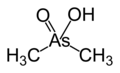 Formule semi-développée et représentation 3D de l'acide cacodylique