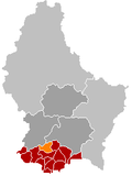 Localisation de Reckange-sur-Mess dans le Luxembourg