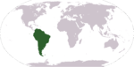 Localisation de l'Amérique du Sud sur Terre