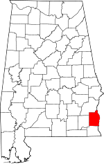 Localisation du comté de Henry (en rouge) dans l'Alabama