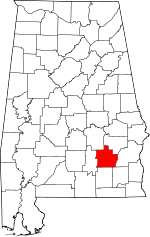 Localisation du comté de Pike (en rouge) dans l'Alabama