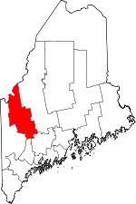 Carte situant le comté de Franklin (en rouge) dans l'état du Maine