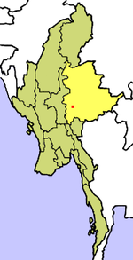 Localisation de l'État Shan (en jaune) à l'intérieur de la Birmanie.