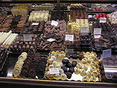 Photo d'une boutique de chocolats à Antwerpen en Belgique.