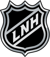 Logo représentant un écusson barré des lettres LNH orienté du bas à gauche vers le haut à droite.
