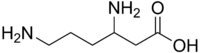 L'atome de carbone portant le groupe amine (-NH2) en β de COOH est chiral.