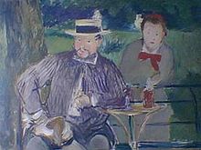 Portait d'Ernest Hoschedé et sa fille Marthe par Édouard Manet(tableau daté de 1875)