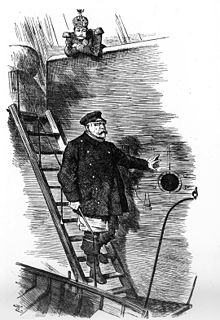 Caricature parue dans le journal anglais le Punch Dropping the Pilot, soit le capitaine descend, de Sir John Tenniel à propos du départ de Bismarck en 1890