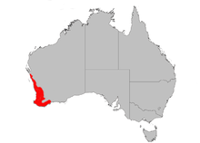 Carte de l’Australie avec une aire rouge dans le coin sud-ouest
