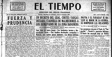 Une du journal El Tiempo le 10/12/1928