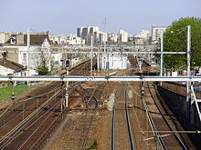 Vue des voies à proximité de la gare de Clamart.