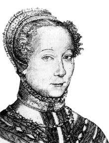 Louise Labé, portrait gravé par Pierre Woeiriot (1555), BNF.
