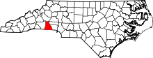 Map of North Carolina highlighting Cleveland County.svg