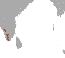  carte avec deux petites zones allongées à l'extrème sud sud ouest de l'Inde