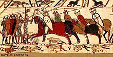 photographie représentant une partie de la tapisserie de Bayeux