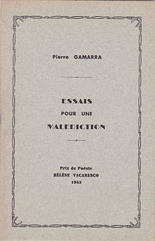 Couverture du recueil Essais pour une malédiction, poèmes écrits entre 1938 et 1943, Prix Vacaresco