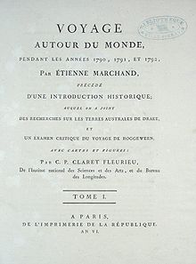 Page de garde du livre de Fleurieu sur l'expédition.