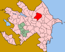 Localisation du raion de Qəbələ (en rouge) à l'intérieur de l'Azerbaïdjan