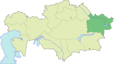 Localisation de l'oblys du Kazakhstan oriental (en rouge) à l'intérieur du Kazakhstan