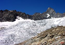La partie centrale du glacier de Pré de Bar