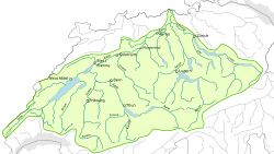 Carte du bassin de l'Aar.