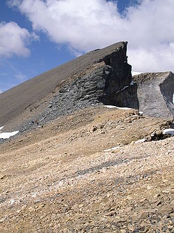 Vue du sommet du Barrhorn depuis l'arête sommitale.