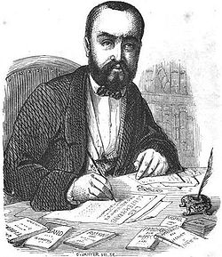 Eugène de Mirecourt écrivant ses portraits de Contemporains (1856).