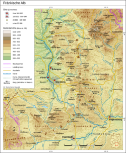 Carte topographique du Jura franconien.