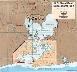 Carte de la baie de Guantánamo.