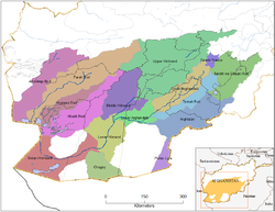 Le système Arghandab-Helmand-Hamouns, y compris le bassin versant du Tarnak.