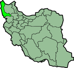 Carte montrant la position de la province de l'Azerbaïdan de l'Ouest en Iran