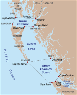 Carte du bassin de la Reine-Charlotte.