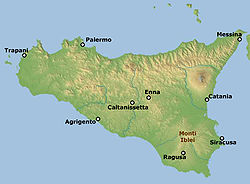 Carte de localisation des monts Hybléens.
