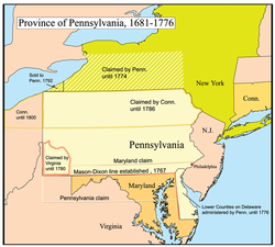 Carte de la province de Pennsylvanie