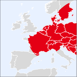 Carte de répartition en Europe occidentale