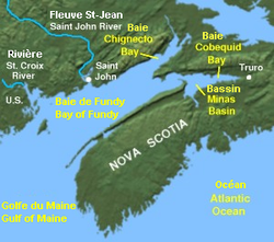 Carte de la Baie de Fundy.
