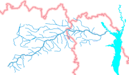 Carte de l'Ouj et de ses affluents (à dr. le réservoir de Kiev).