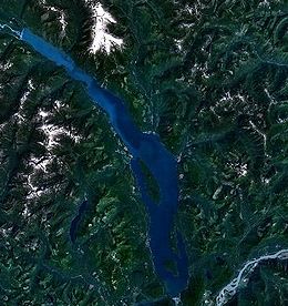 Vue satellite du lac Harrison