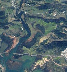 Image satellite de l'embouchure de la Dumbéa.