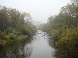 Vue de la rivière Olza/Olše en République tchèque