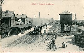 Le Nord-Express passe en gare de Noyon, au début du XXe siècle