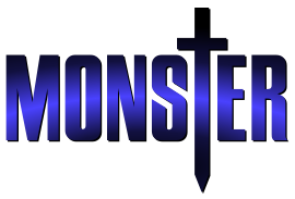 Exemple de logo de l'édition francophone de Monster, le dégradé change de forme et de couleurs à chaque tome.