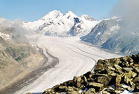 Le glacier d'Aletsch et le Mönch.