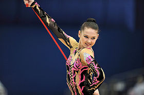 Alina à la corde durant les championnats du monde de 2009 à Mie.