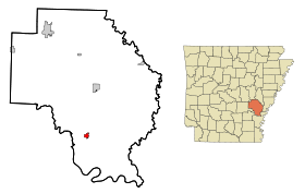 Arkansas County Arkansas Incorporated and Unincorporated areas Gillett Highlighted.svg