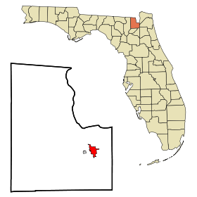 Baker County Florida Incorporated and Unincorporated areas Macclenny Highlighted.svg