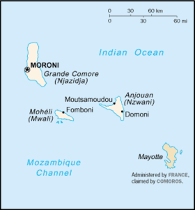 carte : Géographie de l'Union des Comores