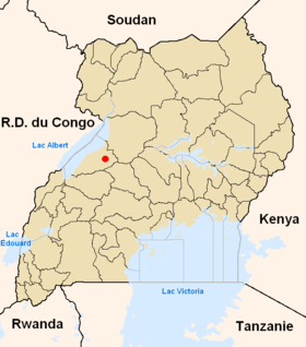 Emplacement de Hoima sur une carte de l'Ouganda (2005).